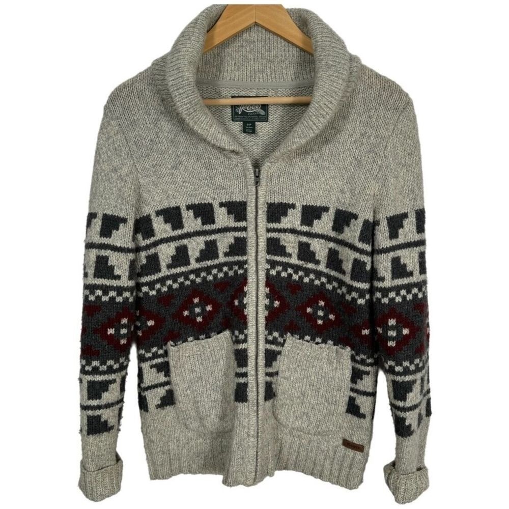 Roots Canada Shawl Collar Cardigan SP Acrylic Wool Blend Fair Isle Knit Sweater
